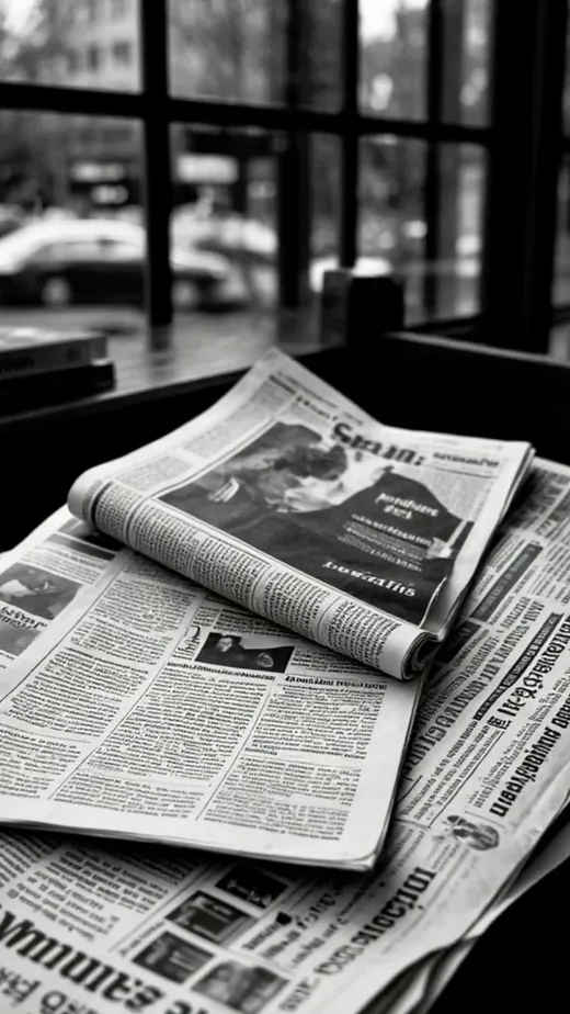 A folded stack of newspapers
